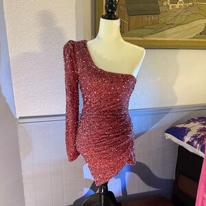Sparkly One-Shoulder Sequin Dress